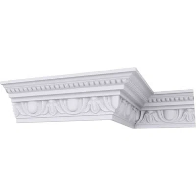 Ekena Millwork Traditional Egg & Dart With Beads Crown Moulding In White