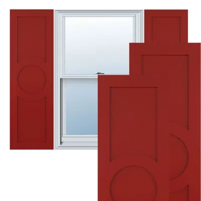 Ekena Millwork True Fit Pvc Center Circle Arts & Crafts Fixed Mount Shutters In Fire Red