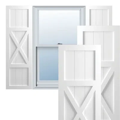 Ekena Millwork True Fit Pvc Center X-board Farmhouse Fixed Mount Shutters In Unfinished
