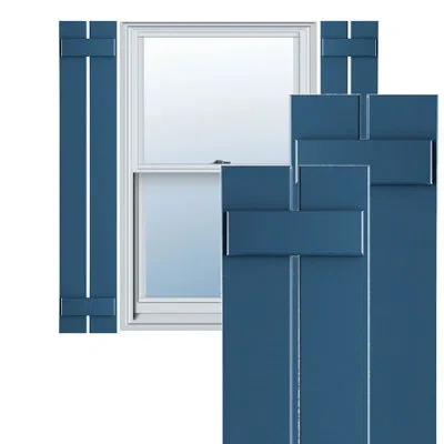 Ekena Millwork True Fit Pvc Two Board Spaced Board-n-batten Shutters In Sojourn Blue