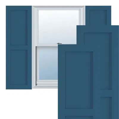 Ekena Millwork True Fit Pvc Two Equal Flat Panel Shutters In Sojourn Blue