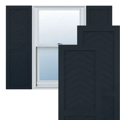 Ekena Millwork True Fit Pvc Two Panel Chevron Modern Style Fixed Mount Shutters In Starless Night Blue