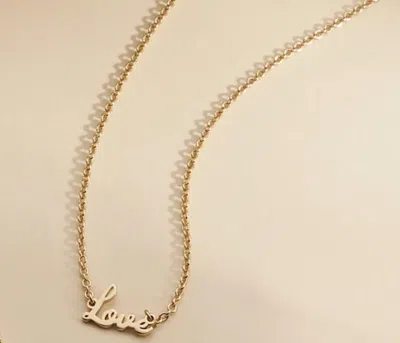Eklexic Dainty Script Love Necklace In Gold