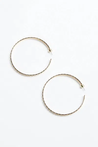 Eklexic Rectangle Step Pattern Hoops In Gold