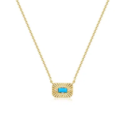 Eklexic Small Starburst Pendant With Turquoise Stone Necklace In 14k Gold Vermeil In Multi