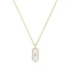 Eklexic Tag Shaped Mop Pendant Stone Necklace In 14k Gold Plated Sterling Silver In Multi