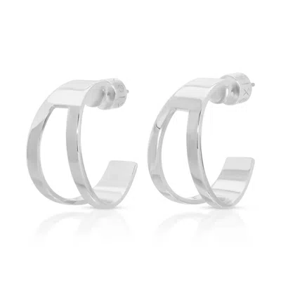 Eklexic Theo Cut-out Tapered Hoops In Silver