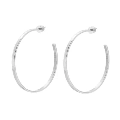 Eklexic Women's 2" Hammered Hoops In Silver