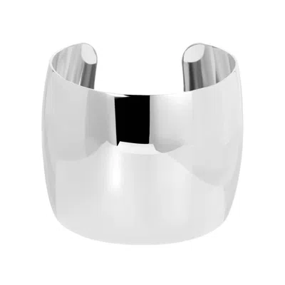 Eklexic Women's 2 Inch Xl Domed Cuff Bracelet In Silver In Black