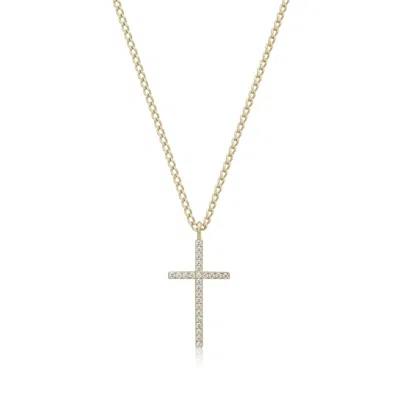 Eklexic Women's Cz Cross Pendant Necklace In 14k Gold Vermeil