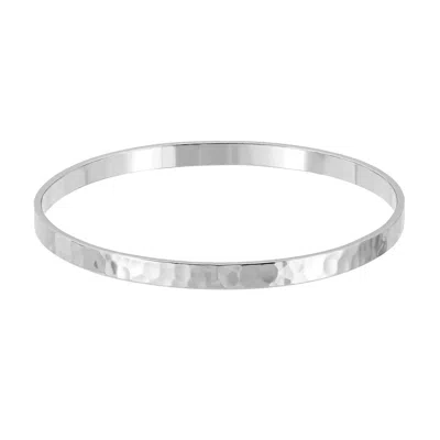 Eklexic Women's Hammered Bangle Bracelet Set In Silver Set Of 3