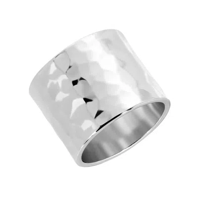 Eklexic Women's Hammered Wide Ring In Silver