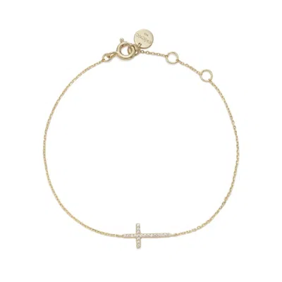 Eklexic Women's Horizontal Cubic Zirconia Cross Bracelet In 14k Gold Vermeil In Multi