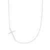 Eklexic Women's Horizontal Cubic Zirconia Cross Necklace In Rhodium Plated Sterling Silver In Multi