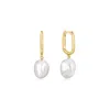 Eklexic Women's Huggie Hoops With Pearl Drop Earrings In 14k Gold Vermeil In Multi