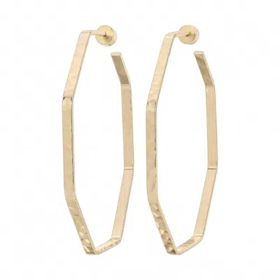 Eklexic Women's Large Hammered Octagon Shaped Hoops In Gold