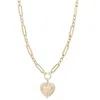 Eklexic Women's Large Multi Link Chain & Heart Pendant Necklace In Gold In Gold