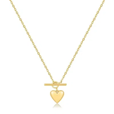 Eklexic Women's Micro Heart Toggle Pendant Necklace In 14k Gold Vermeil