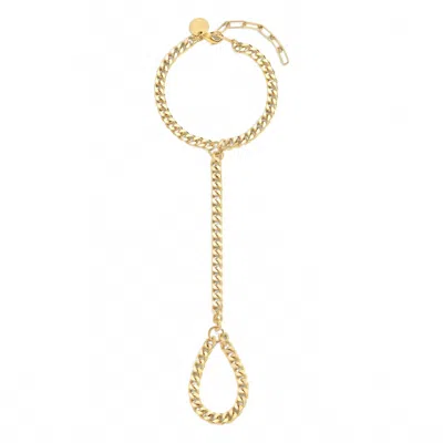 Eklexic Women's Micro Link Curb Hand Chain In Gold