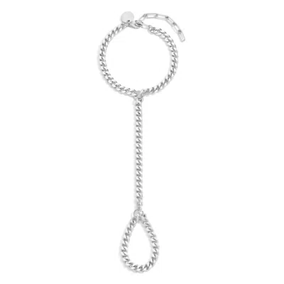 Eklexic Women's Micro Link Curb Hand Chain In Silver In Metallic