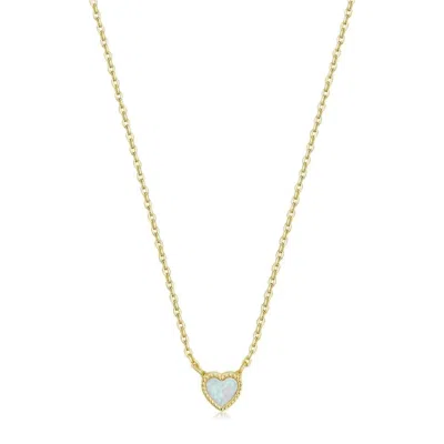 Eklexic Women's Micro Opal Heart Pendant Necklace In 14k Gold Vermeil In Multi