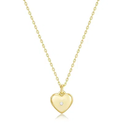 Eklexic Women's Mini Heart Locket Necklace With Cubic Zirconia In 14k Gold Vermeil In Multi