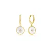 Eklexic Women's Mini Huggie Hoops With Mop & Cubic Zirconia Drop Earrings In 14k Gold Plated Sterling Silver In Multi