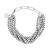 Eklexic Women's Multi Layer Luciana Box Chain Bracelet In Silver In Silver