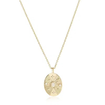 Eklexic Women's Opulent Opal & Cubic Zirconia Necklace In 14k Gold Plated Sterling Silver