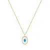 Eklexic Women's Oval Shaped Mop Pendant With Turquoise Stone Necklace In 14k Gold Vermeil In Gold
