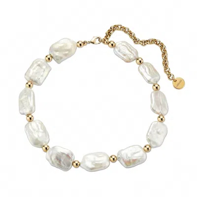 Eklexic Women's Penn Pearl & Bead Choker Necklace In Gold In Silver