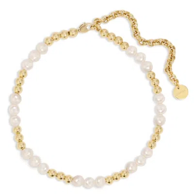 Eklexic Women's Petra Pearl & Bead Necklace In Gold In Silver