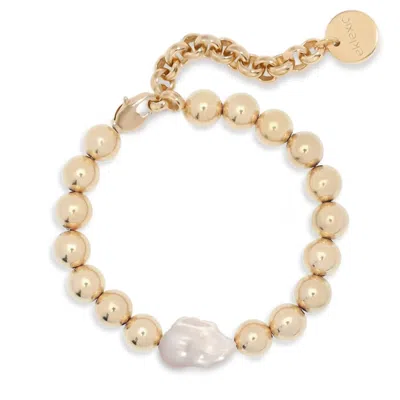 Eklexic Women's Poppy Horizontal Pearl And Bead Bracelet In Gold In Silver