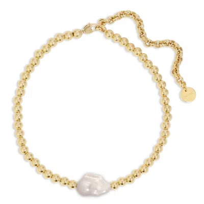 Eklexic Women's Poppy Horizontal Pearl & Bead Necklace In Gold In Silver