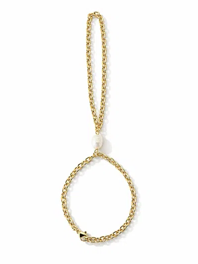 Eklexic Women's Preya Pearl Hand Chain Bracelet In Gold