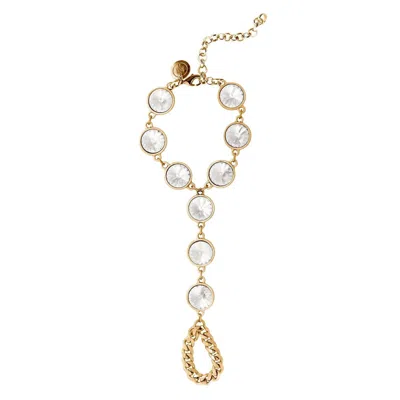 Eklexic Women's Show Stopper Crystal Hand Chain In Gold In Silver