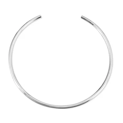 Eklexic Women's Simple Round Collar Necklace In Silver Rhodium