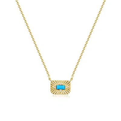 Eklexic Women's Small Starburst Pendant With Turquoise Stone Necklace In 14k Gold Vermeil In Multi