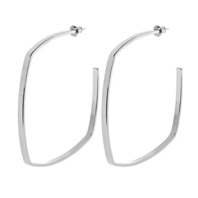 Eklexic Women's Square Shaped Hoops In Silver