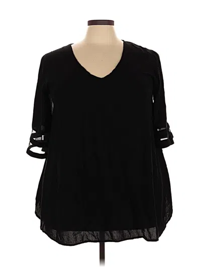 Pre-owned Ekouaer 3/4 Sleeve Blouse In Black