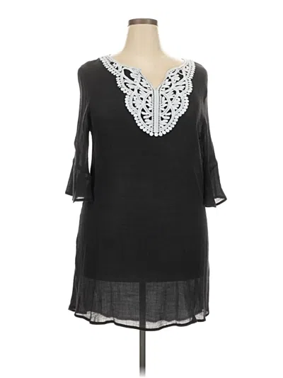 Pre-owned Ekouaer 3/4 Sleeve Blouse In Black