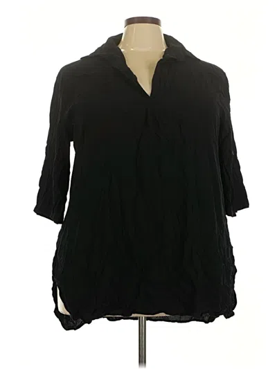 Pre-owned Ekouaer 3/4 Sleeve Blouse In Black