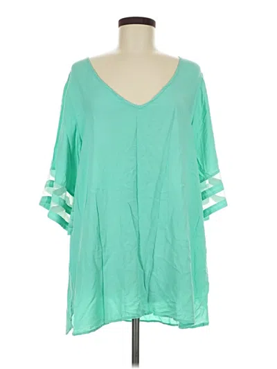 Pre-owned Ekouaer 3/4 Sleeve Blouse In Green