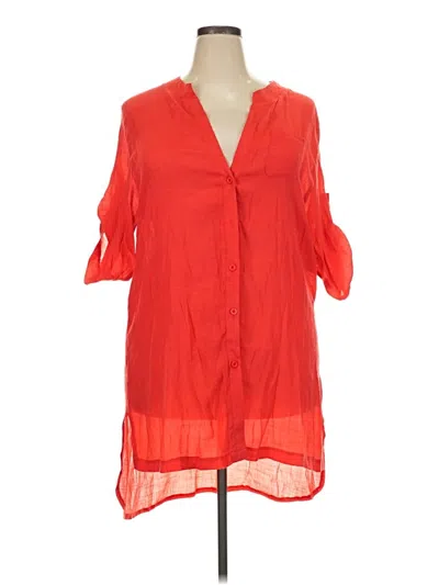 Pre-owned Ekouaer 3/4 Sleeve Blouse In Red