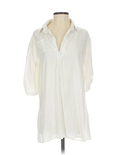 Pre-owned Ekouaer 3/4 Sleeve Blouse In White