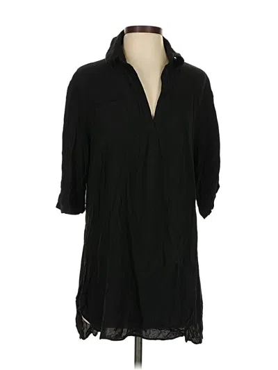 Pre-owned Ekouaer 3/4 Sleeve Button Down Shirt In Black