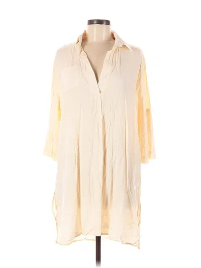 Pre-owned Ekouaer 3/4 Sleeve Button Down Shirt In White