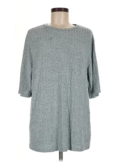 Pre-owned Ekouaer 3/4 Sleeve Top Gray Crew Neck Tops