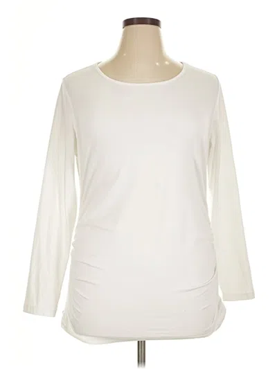 Pre-owned Ekouaer 3/4 Sleeve Top Ivory Boatneck Tops
