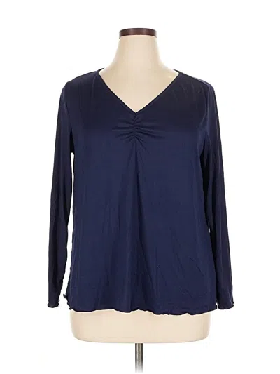 Pre-owned Ekouaer Long Sleeve Blouse In Blue